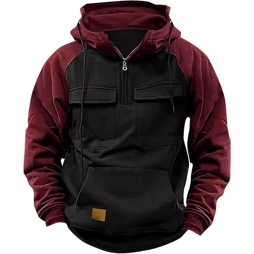 Herren Sportlicher Baumwoll-Hoodie mit Kapuze und praktischen Taschen EB