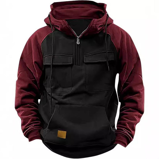 Herren Sportlicher Baumwoll-Hoodie mit Kapuze und praktischen Taschen EB