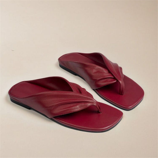 Damen elegante Zehentrenner-Sandalen mit raffiniertem Knotendesign EB