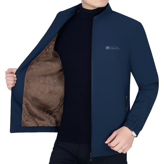 Herren Stehkragen-Jacke mit wärmendem Teddyfutter und Reißverschluss EB