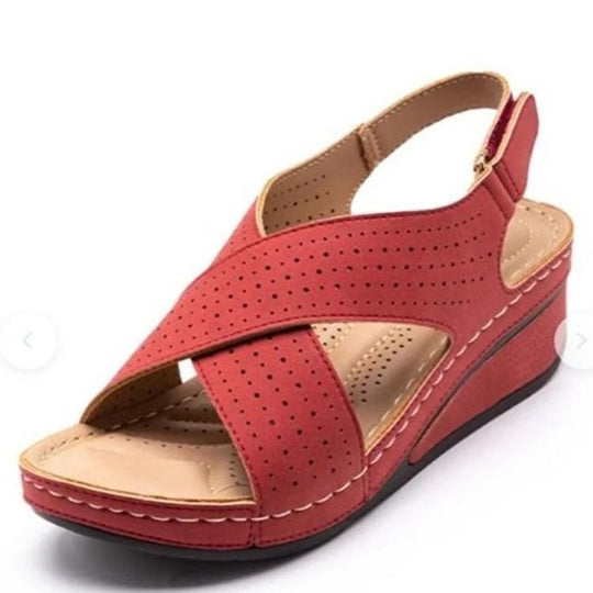 Damen Wedge-Sandalen mit atmungsaktiven Einsätzen und komfortablem Fußbett EB