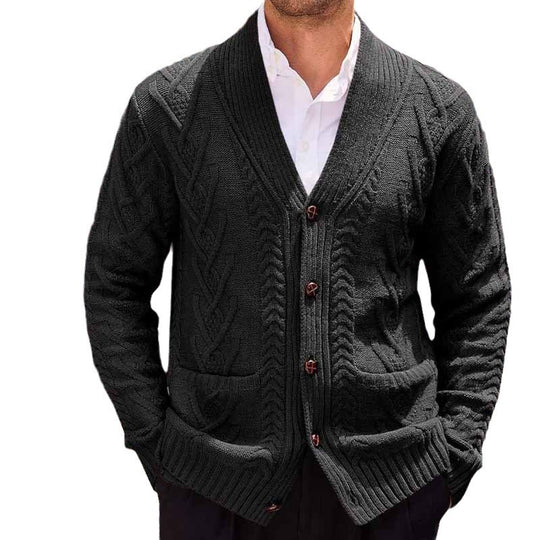 Herren Strickjacke mit großer Blende und Taschen EB