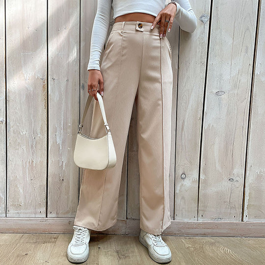 Damen Chino-Hose mit wedelförmigem Schnitt und dekorativem Knopf EB