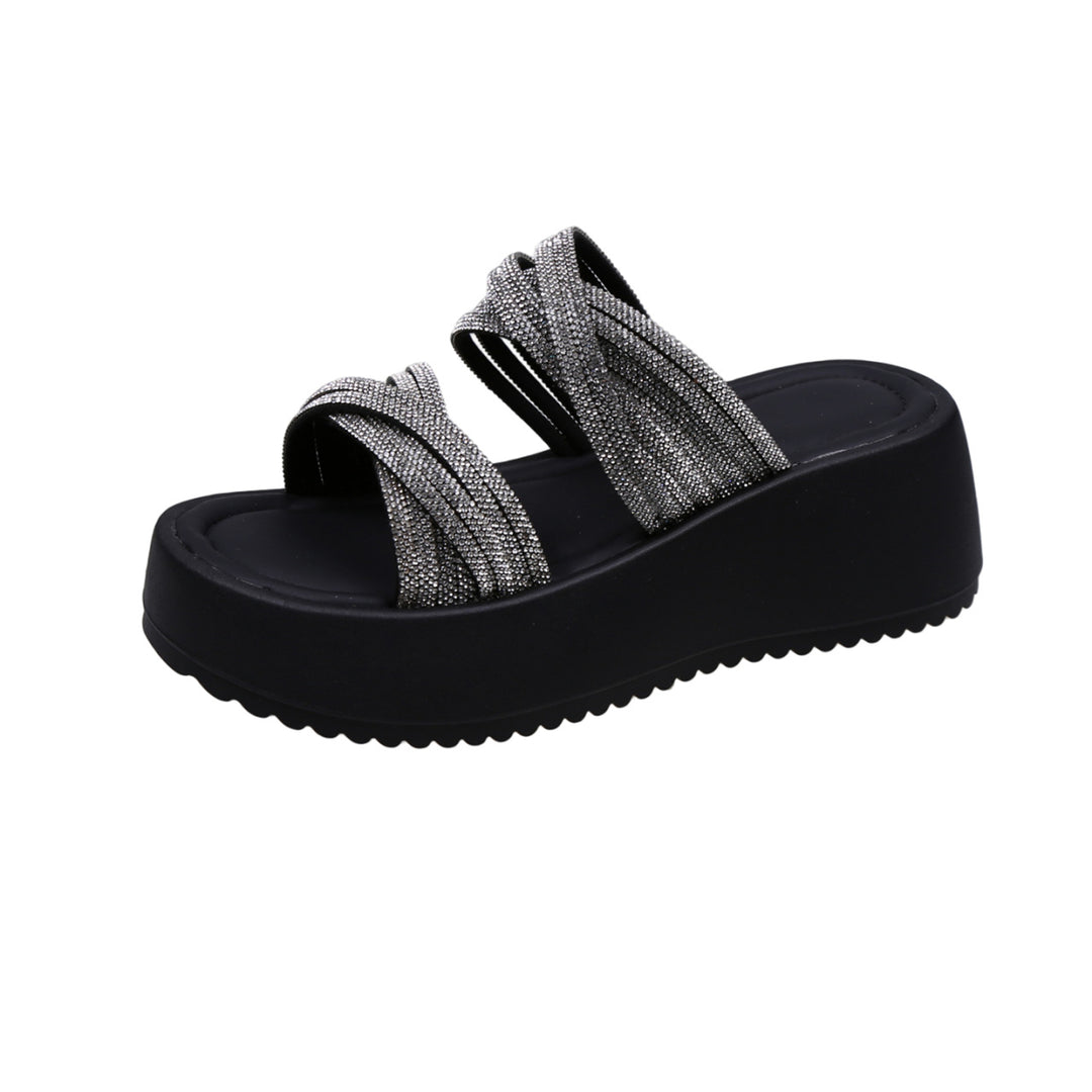 Damen Glamouröse Plateau-Sandalen mit funkelnden Riemen EB