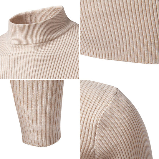 Herren eleganter Rollkragenpullover aus feinem Rippstrick EB