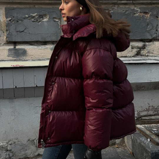 Damen Steppjacke mit voluminösem Schnitt und hohem Kragen EB