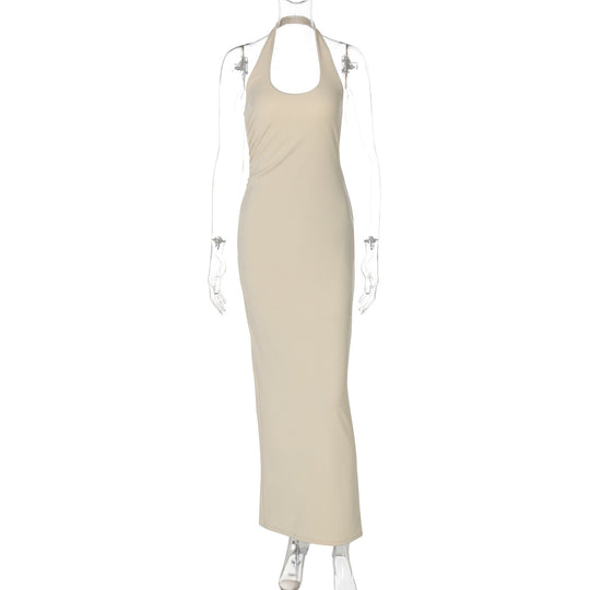 Damen Elegantes Maxikleid mit tiefem Halterneck EB
