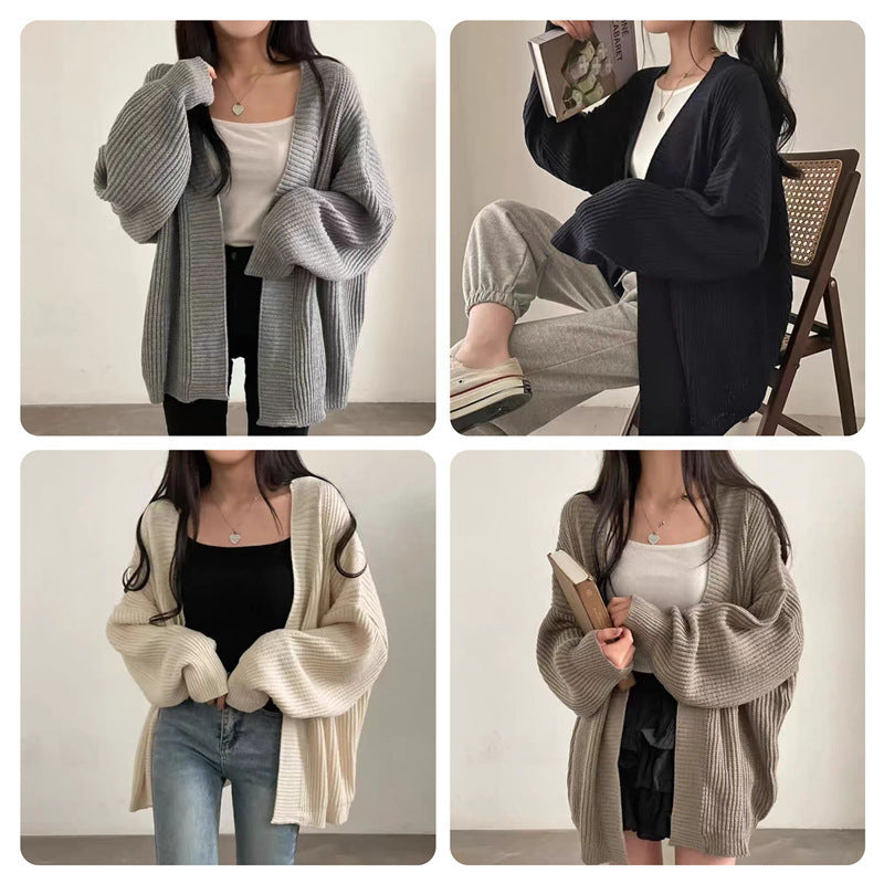 Damen Übergröße Strickjacke mit weit geschnittenen Ärmeln und strukturierter Textur EB