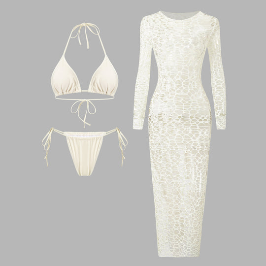 Damen elegantes und transparentes Maxikleid EB