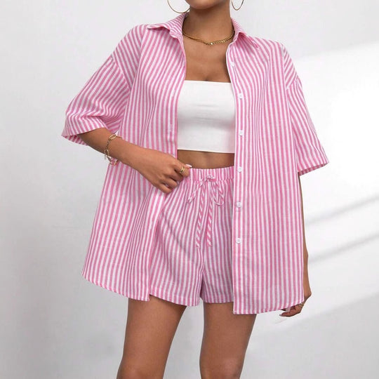 Damen lässiges Hemd und Shorts Set EB