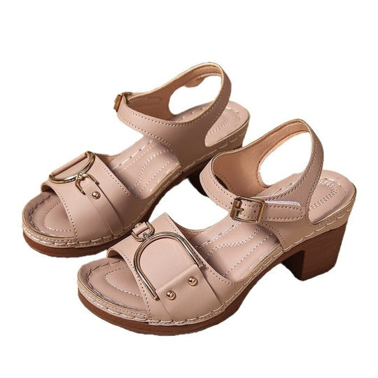 Damen Komfortable und elegante Sandalen mit Blockabsatz EB