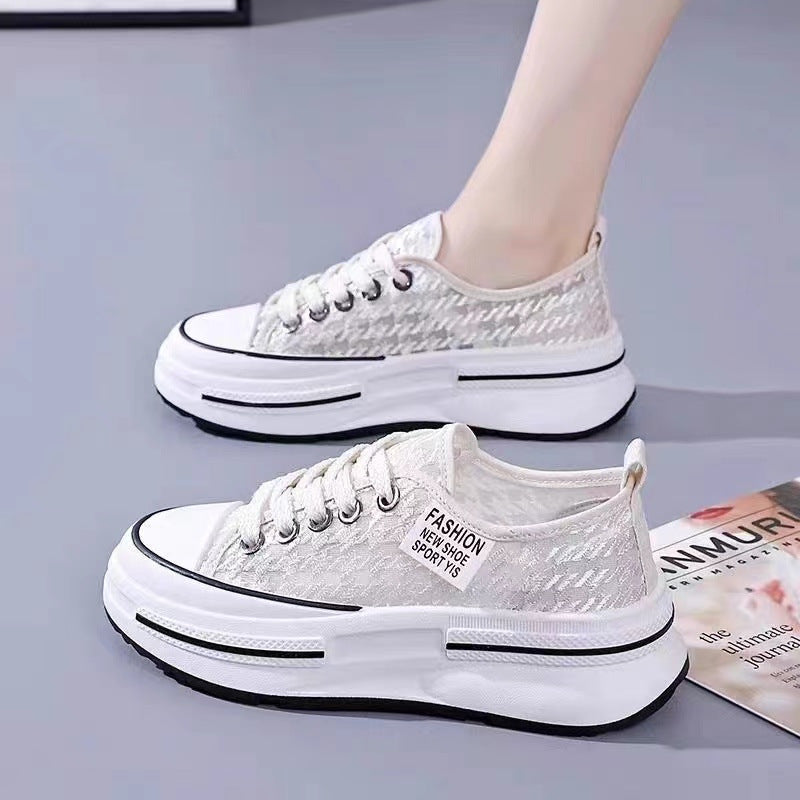 Damen Plattform Sneakers mit modischer Textil-Oberfläche und bequemer Dämpfung EB