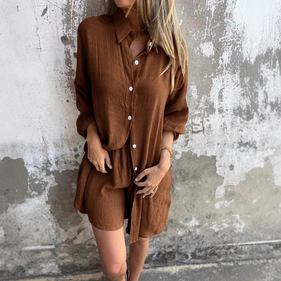 Damen Langärmlige Hemdbluse im Oversize-Stil mit Knopfleiste EB