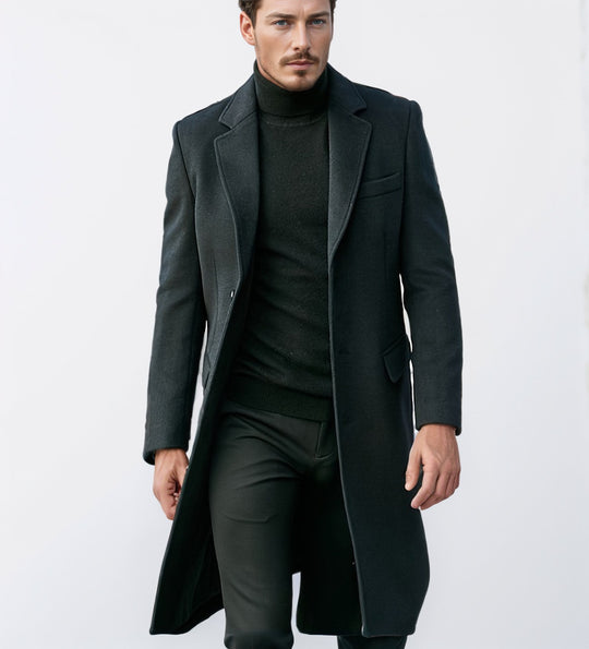 Herren eleganter und moderner Langmantel mit strukturiertem Obermaterial EB