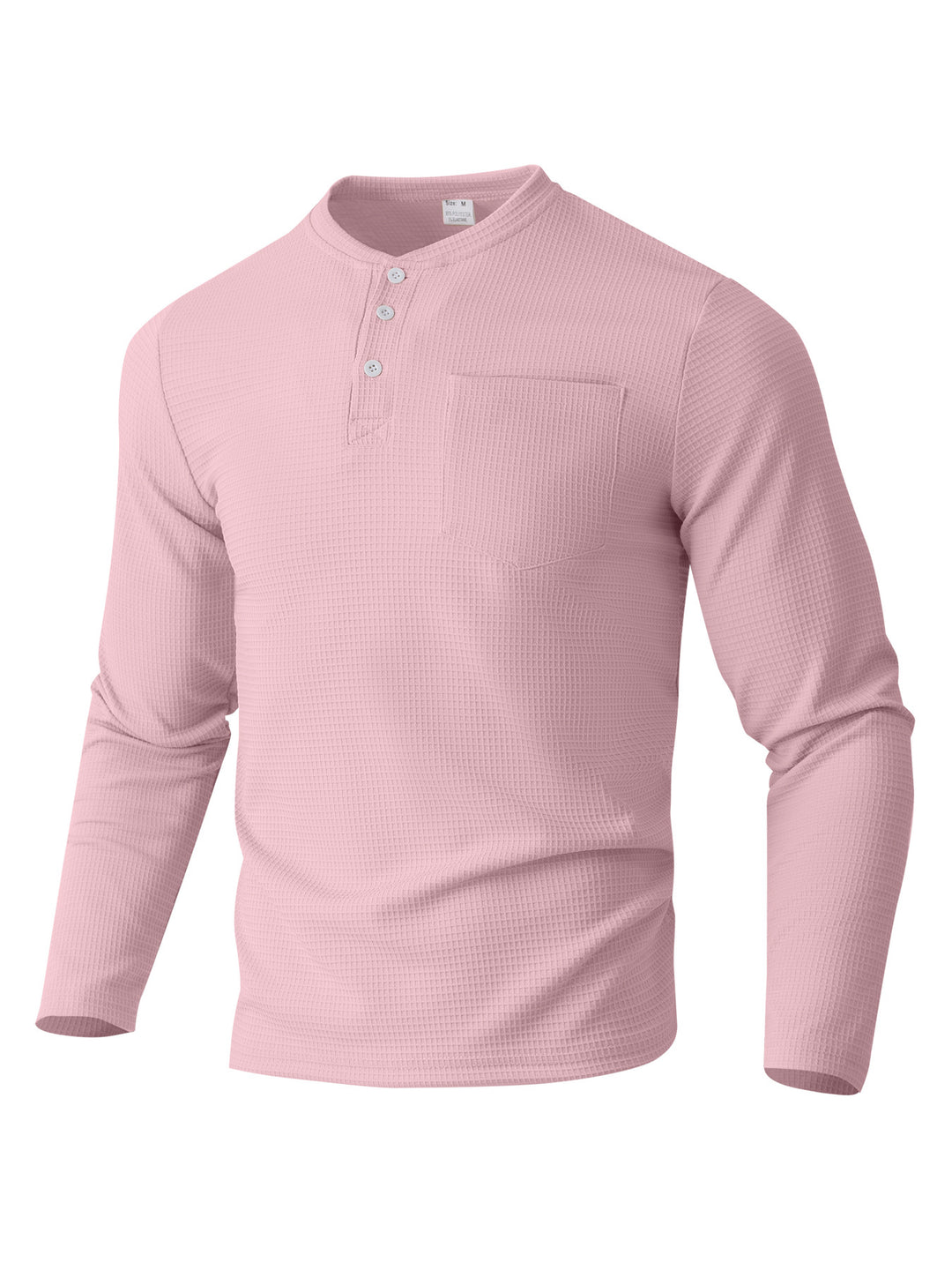 Herren nan Langarm Henley mit Waffelstruktur und Brusttasche thermisches Langarmshirt EB