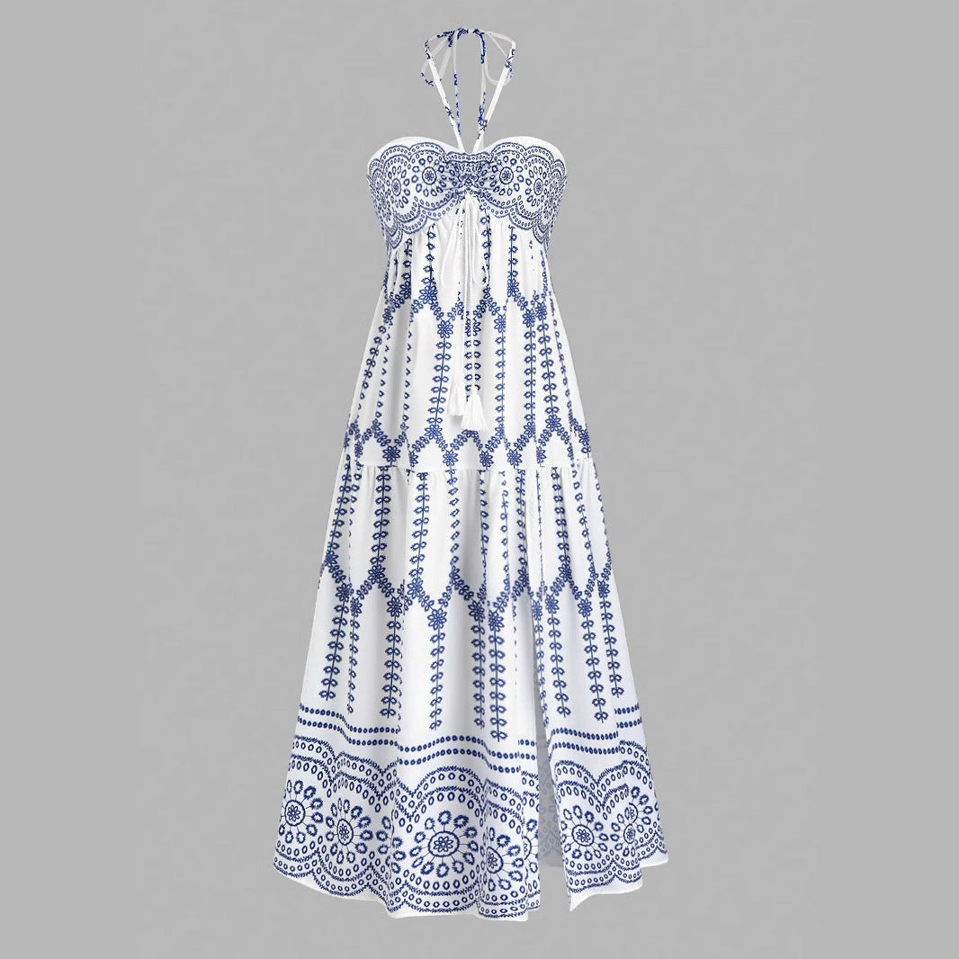 Damen Boho Maxikleid mit Trägern EB