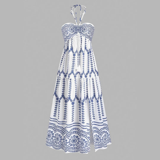 Damen Boho Maxikleid mit Trägern EB