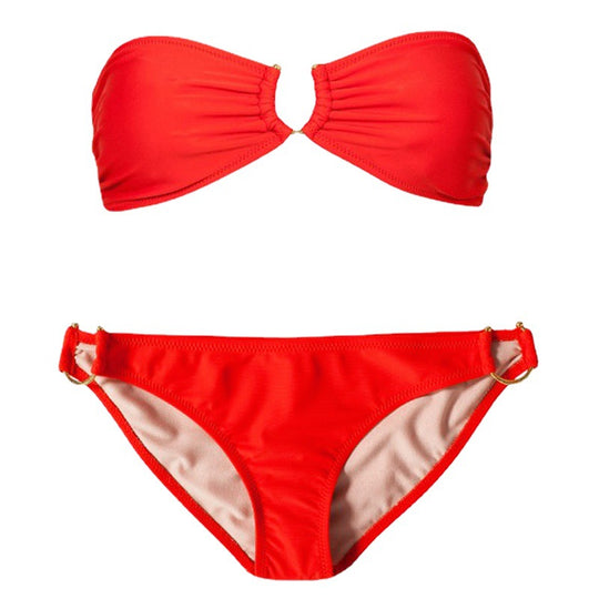 Damen Bandeau-Bikini mit dekorativem Ring EB