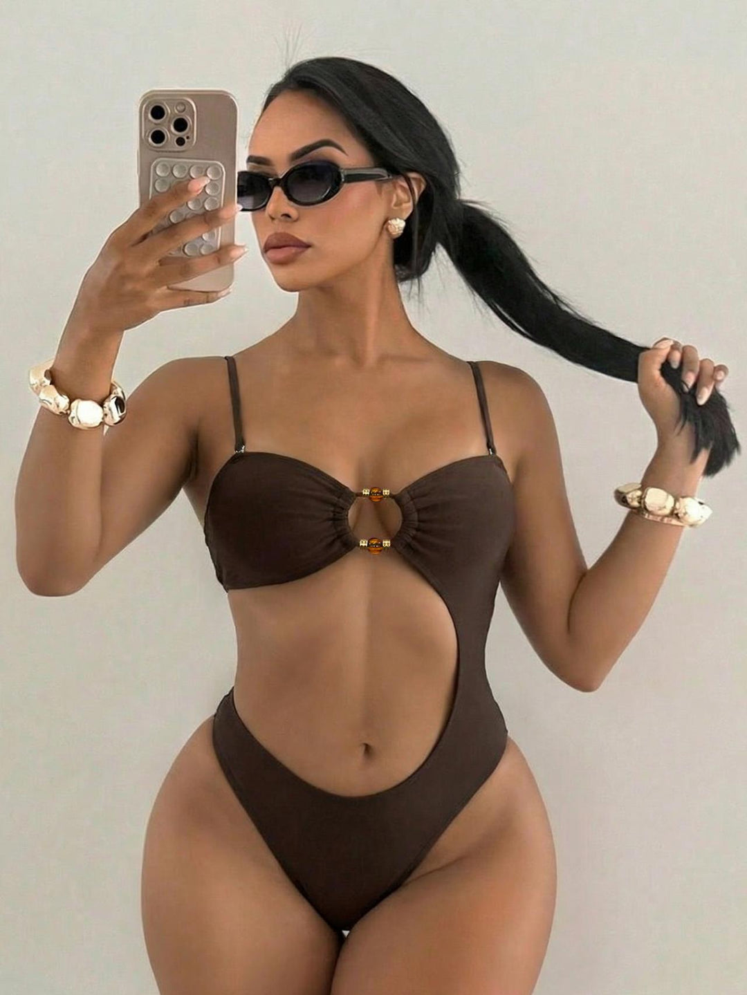 Damen Cut-Out Badeanzug mit einzigartigem Ringdetail EB