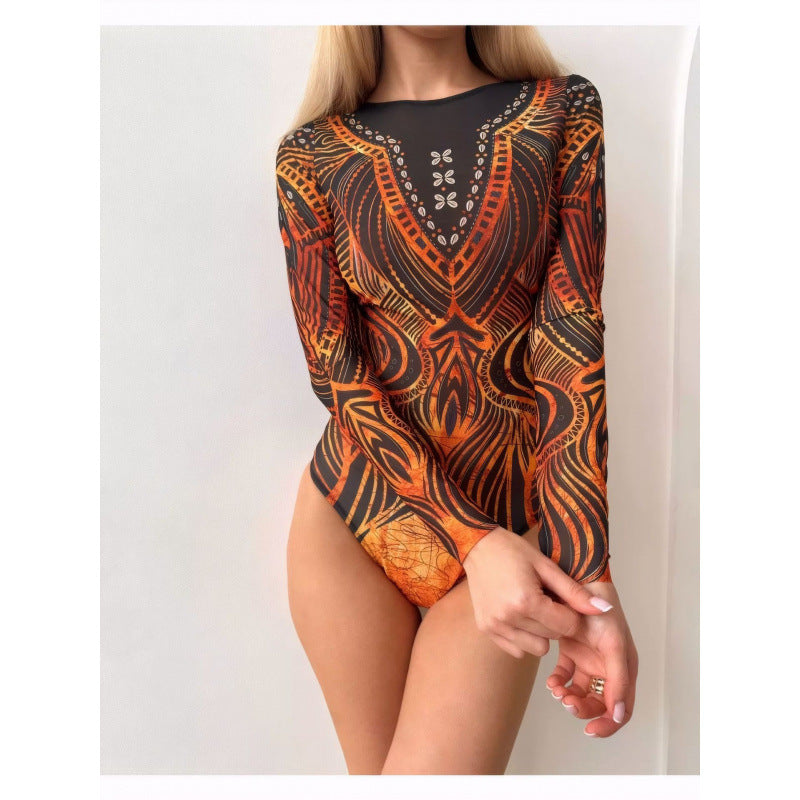 Damen Hochgeschnittene Palazzo-Hosen mit buntem Muster EB