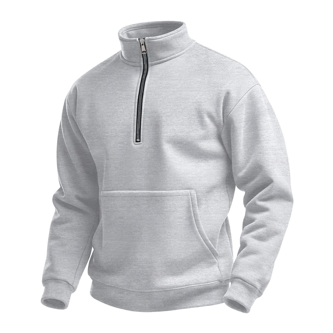 Unisex nan komfortabler Halbzip Pullover mit Kängurutasche und Stehkragen aus Strukturfleece EB