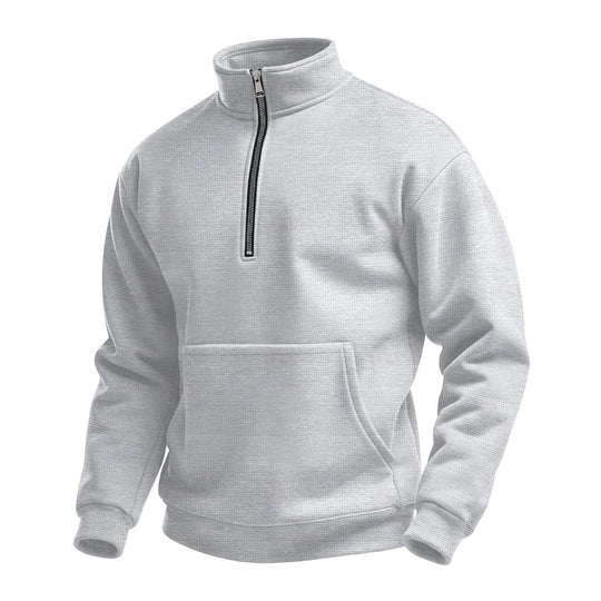 Unisex nan komfortabler Halbzip Pullover mit Kängurutasche und Stehkragen aus Strukturfleece EB