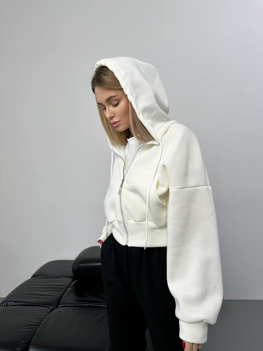 Damen minimalistisches Sculpt-Fit Lounge-Set mit tailliertem Reißverschluss-Hoodie und formender High-Waist-Jogpant Eichborn Berlin