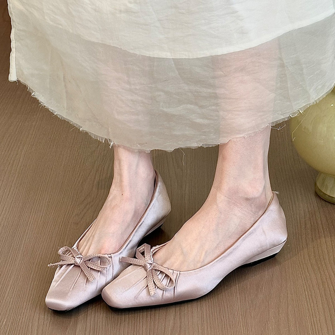 Damen Ballerina-Schuhe mit dekorativem Schleifenakzent und weicher Innensohle EB
