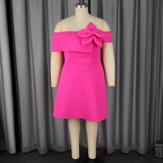 Damen Off-Shoulder Cocktailkleid mit großer Schleifenapplikation EB