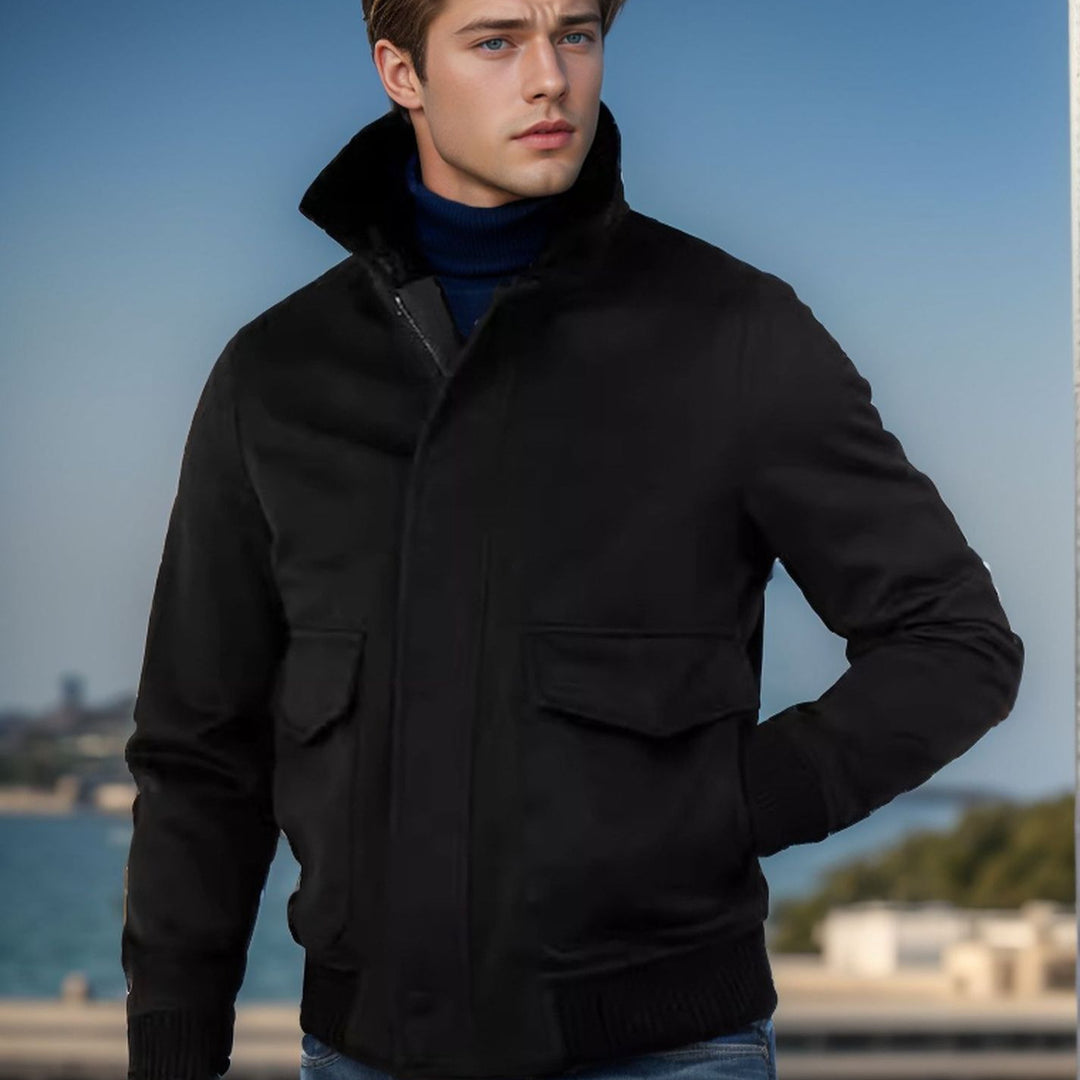 Herren stilvolle Übergangsjacke mit weichem Kragen und praktischen Eingrifftaschen EB