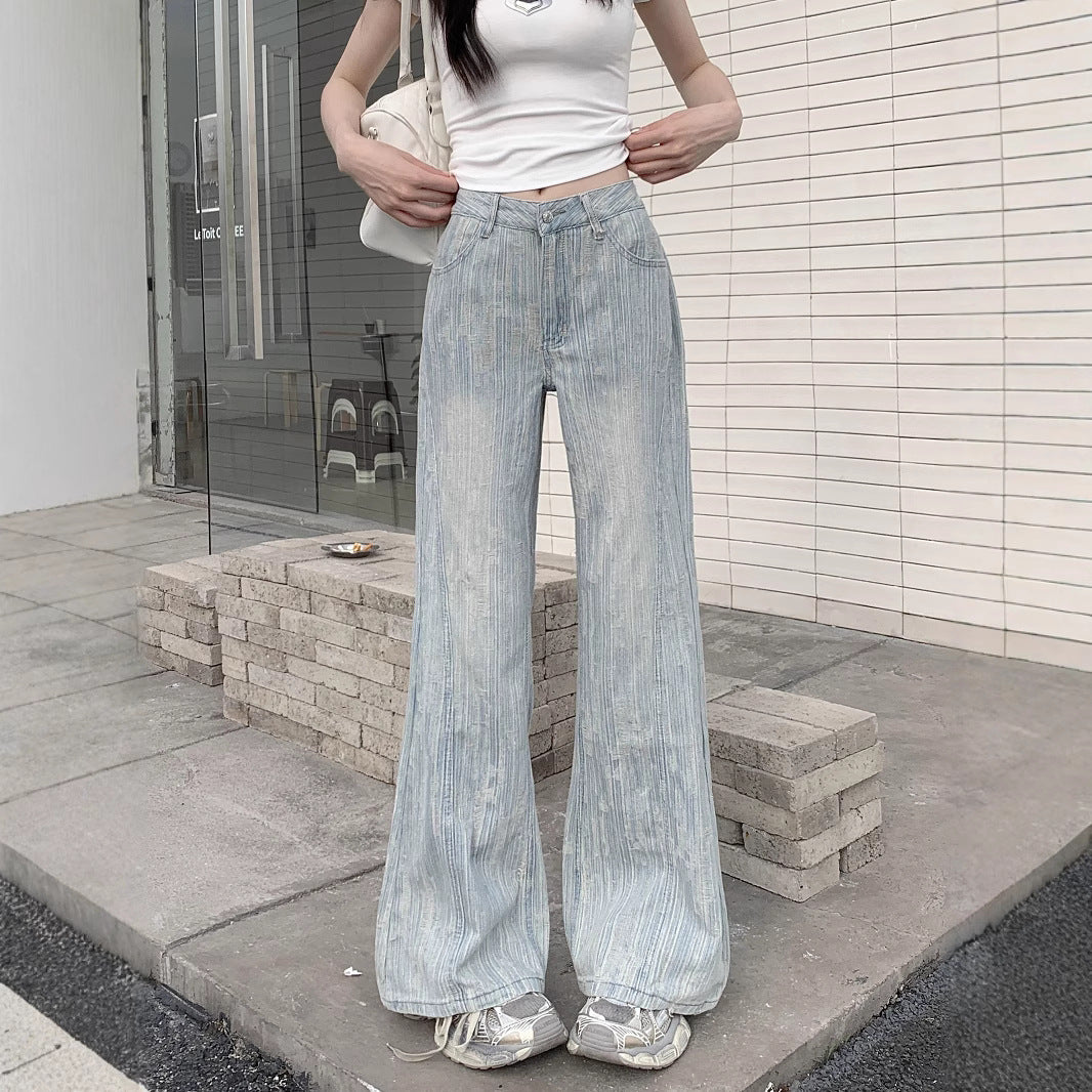Damen Weite Jeans im lässigen Vintage-Stil mit einzigartigem Strukturdesign EB