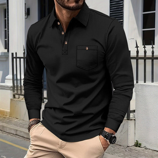 Herren Langarmhemd mit modischem Design und praktischem Brusttaschen EB