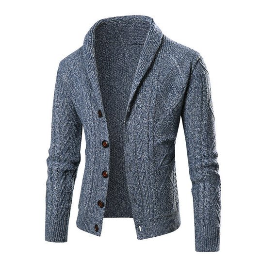 Herren nan grobgestrickte Strickjacke mit Schalkragen und Zopfmuster EB