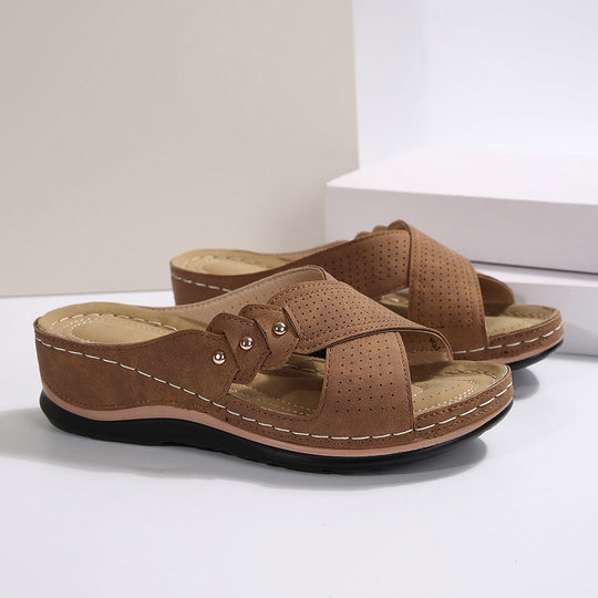 Damen Komfortable Riemensandalen mit anatomischem Fußbett und elastischen Quer-Riemen EB