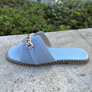 Damen modische Riemchensandalen mit dekorativem Kettenverschluss EB