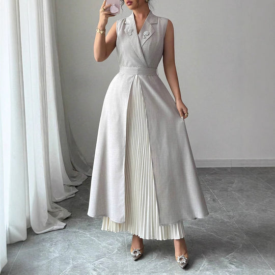 Damen Elegantes Kleid mit plissierten Details EB