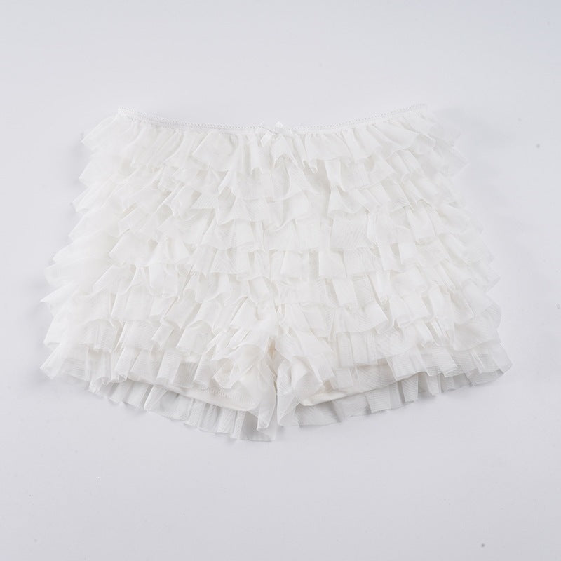 Damen Rüschen-Shorts mit elastischem Bund und verspieltem Design EB