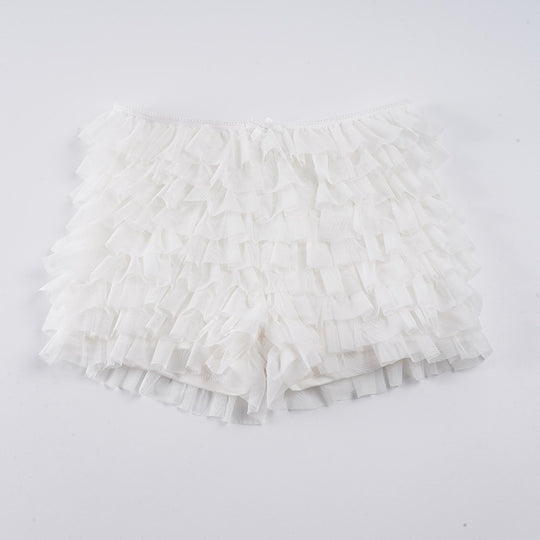 Damen Rüschen-Shorts mit elastischem Bund und verspieltem Design EB