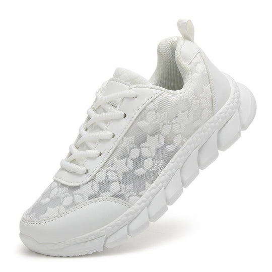 Damen nan Netz-Sneaker mit floralem Durchbruchmuster, flexibler Segmentsohle und gepolstertem Fersenkragen EB