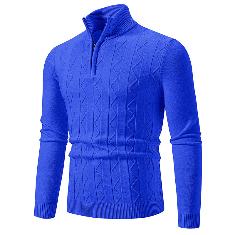 Herren modischer Stehkragenpullover mit strukturiertem Zipper und weichem Innenmaterial EB