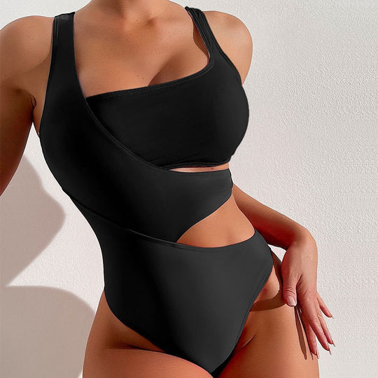 Damen Hochtaillierter Badeanzug mit modischen Cut-Outs EB