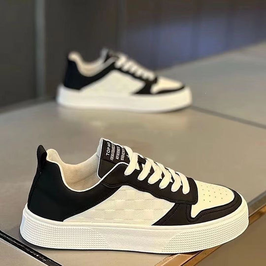 Damen Modische Sneaker aus Kunstleder mit trendigem Karomuster EB