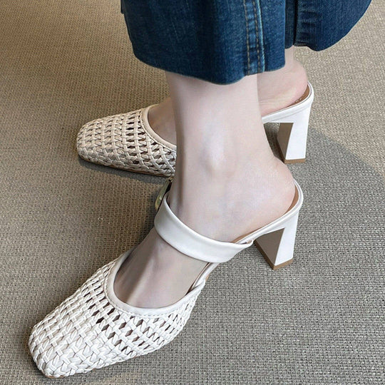 Damen modische Slingback-Pumps mit geflochtenem Design und modischem Schnallenverschluss EB