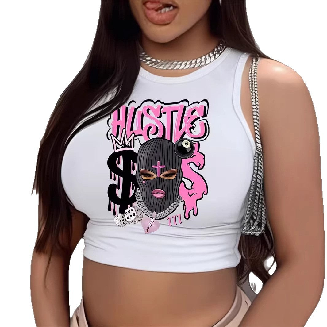 Damen Crop-Top mit auffälligem Grafikdesign EB