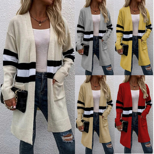 Damen Strickjacke mit modernen Streifen EB