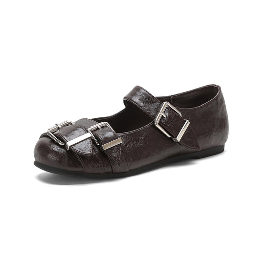 Damen Ballerinas mit modischen Riemen und Schnallen EB