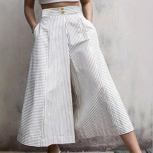 Damen Hochtaillierte Culotte mit Streifen EB