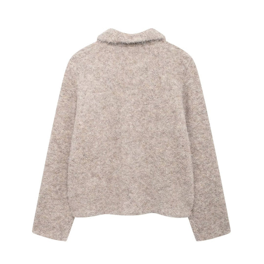 Damen elegante Wolljacke mit dekorativen Blütenknöpfen EB