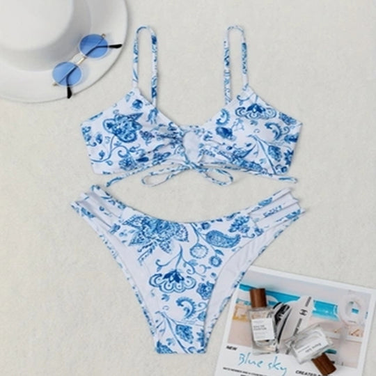 Damen Bandeau-Bikini mit verspieltem Kordeldetail EB