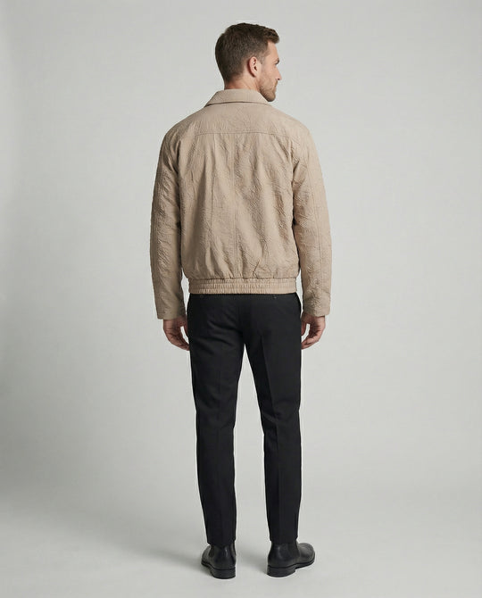 Herren leichte strukturierte Blousonjacke mit Hemdkragen Reißverschluss und elastischem Saum EB